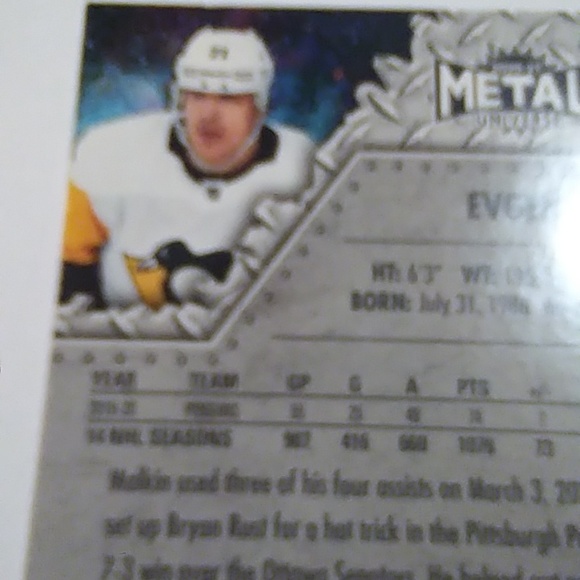 Evgeny Malkin Card / Hockey Card / Pittsburgh Penguins Superstar / Skybox - Picture 4 of 4
